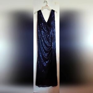 Blue sequins XXL evening gown by Xuibol